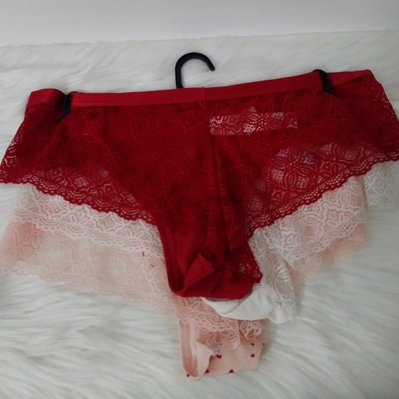 Lucky Brand Tangas 3 PK. Pink White Red Size Large - Picture 5 of 11
